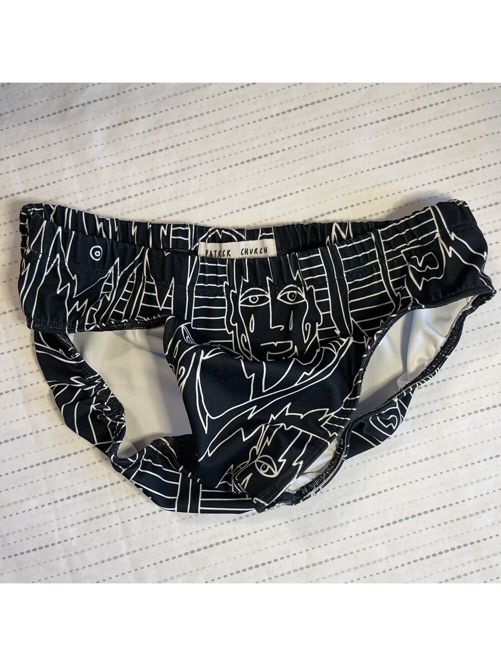 Patrick Church Black Printed Men Swim Briefs Size L Pride LGBTQ+ Designer